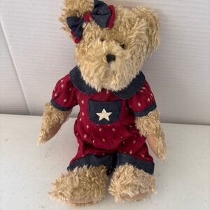 Boyds Bears Jennie Mae Spangler Red Jump Suit Embroidered Star and Hair Bow MWT